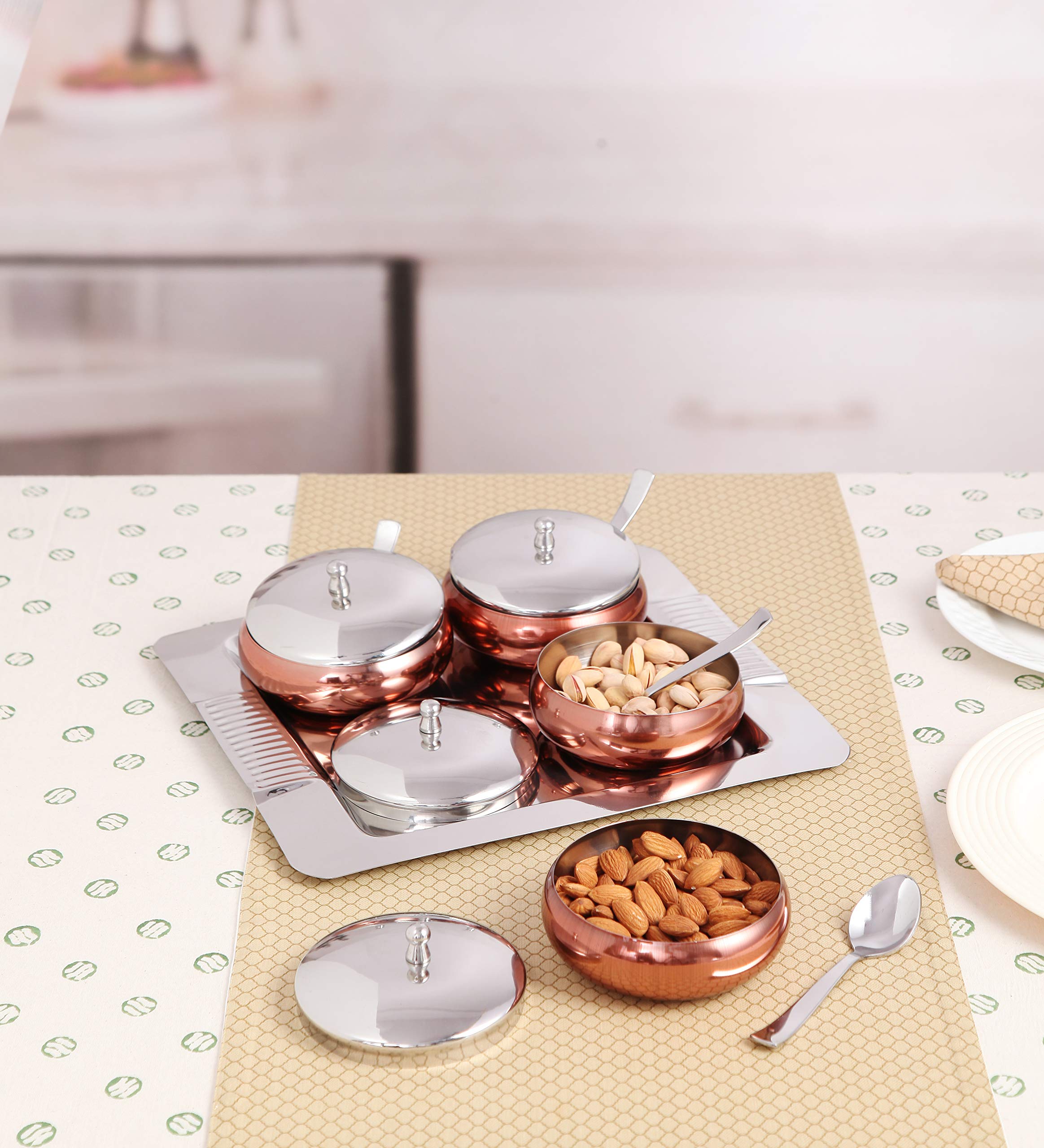 Buy Roxx Imperial Steel Snack Set, 9-Piece, Copper & Silver Online